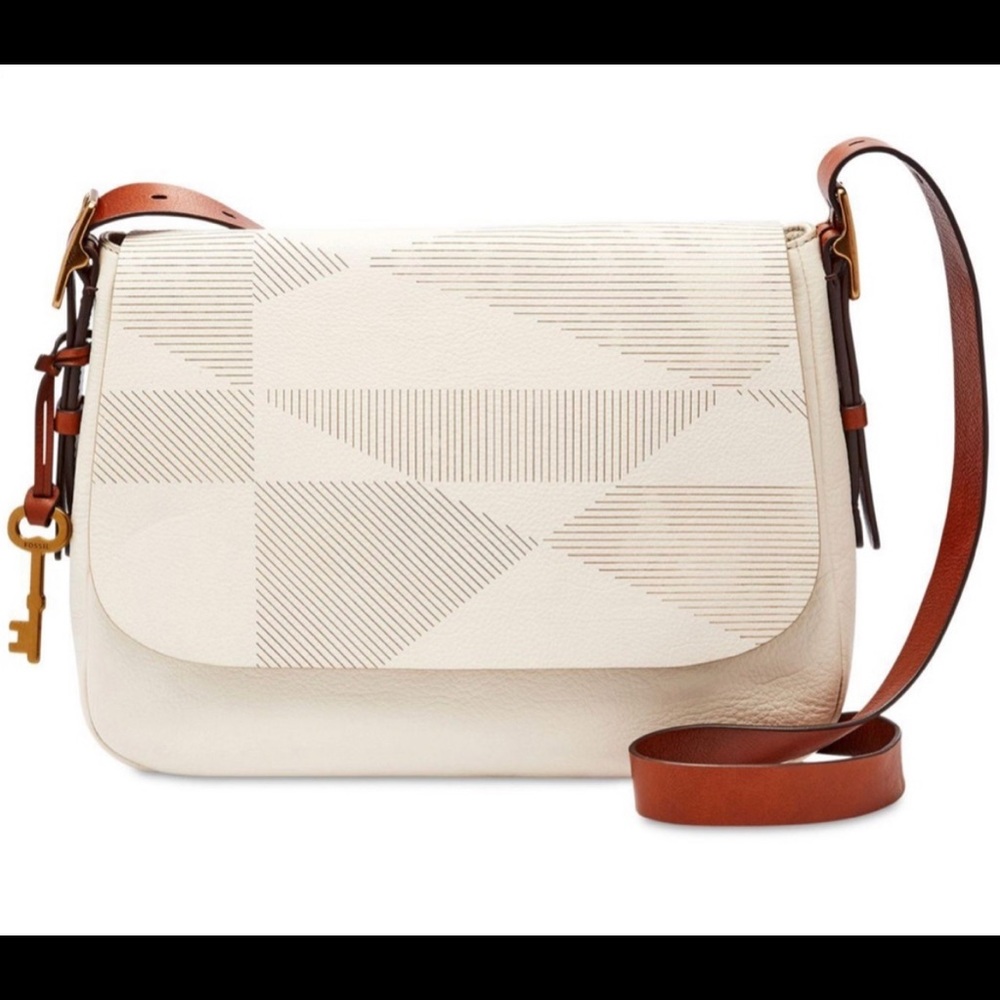 Fossil Vanilla Small Harper Leather Crossbody